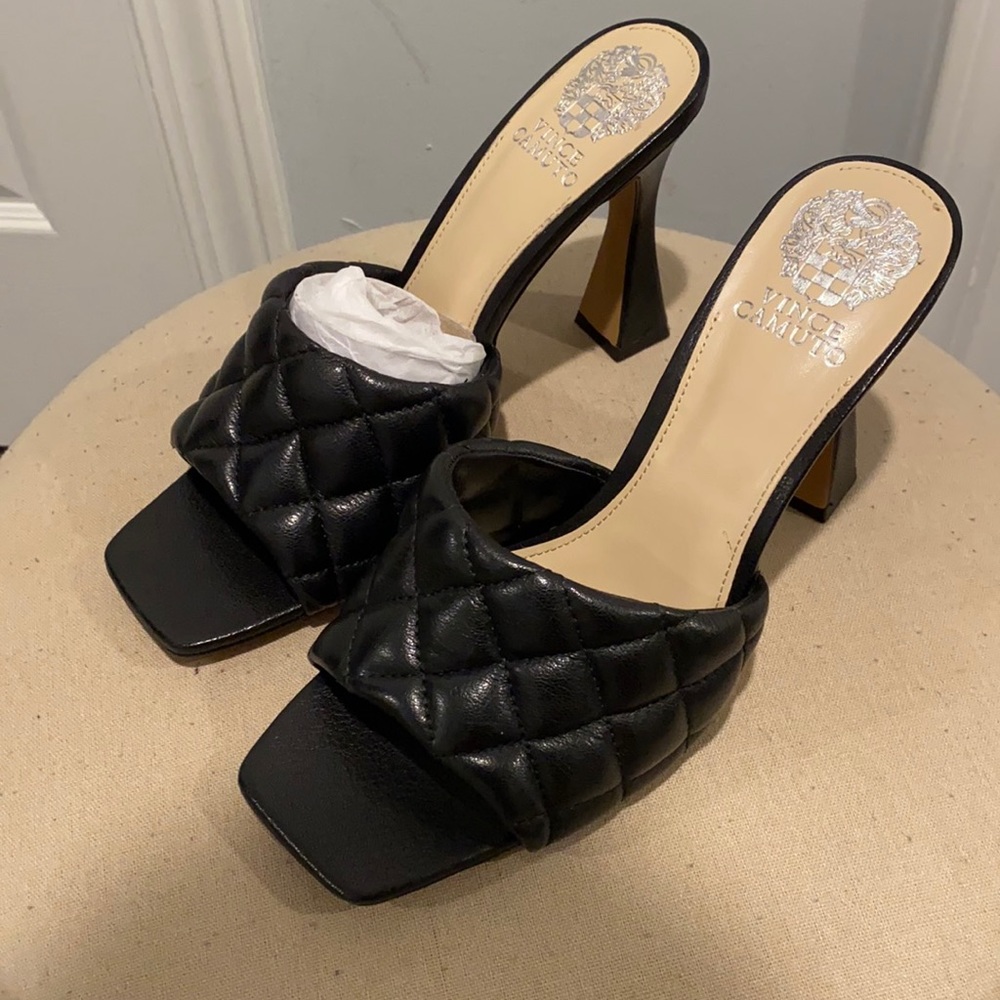 Reselm Quilted Leather Square Toe Mules